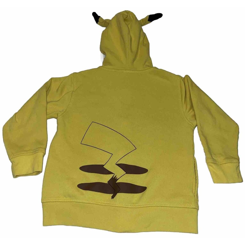 Pokemon Pikachu Face Hoodie Size Small Youth Sweatshirt Zipper Front Yellow - Picture 9 of 13
